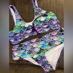 Rosegal Women’s Mermaid Scale Two-Piece Bikini in Purple and Teal